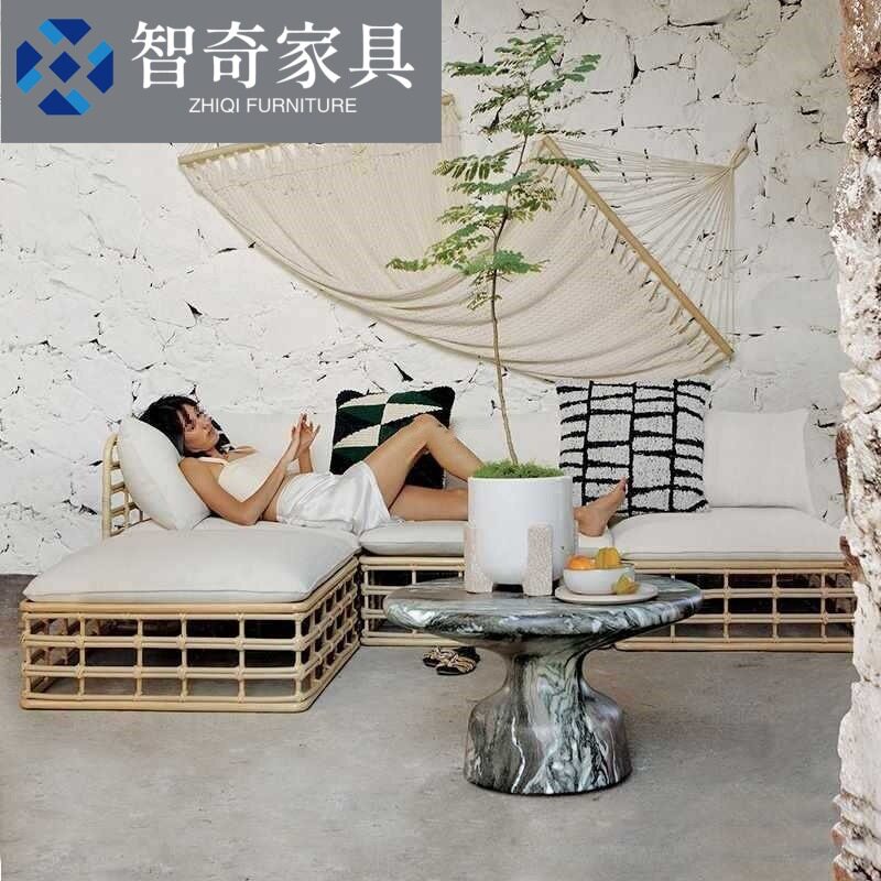户外藤编沙发茶几组合客厅室外别墅庭院家具阳台休闲藤椅防水防晒