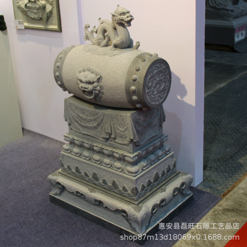 厂家直销青石雕龙抱鼓石 石头门鼓门墩 神兽中式门口石鼓