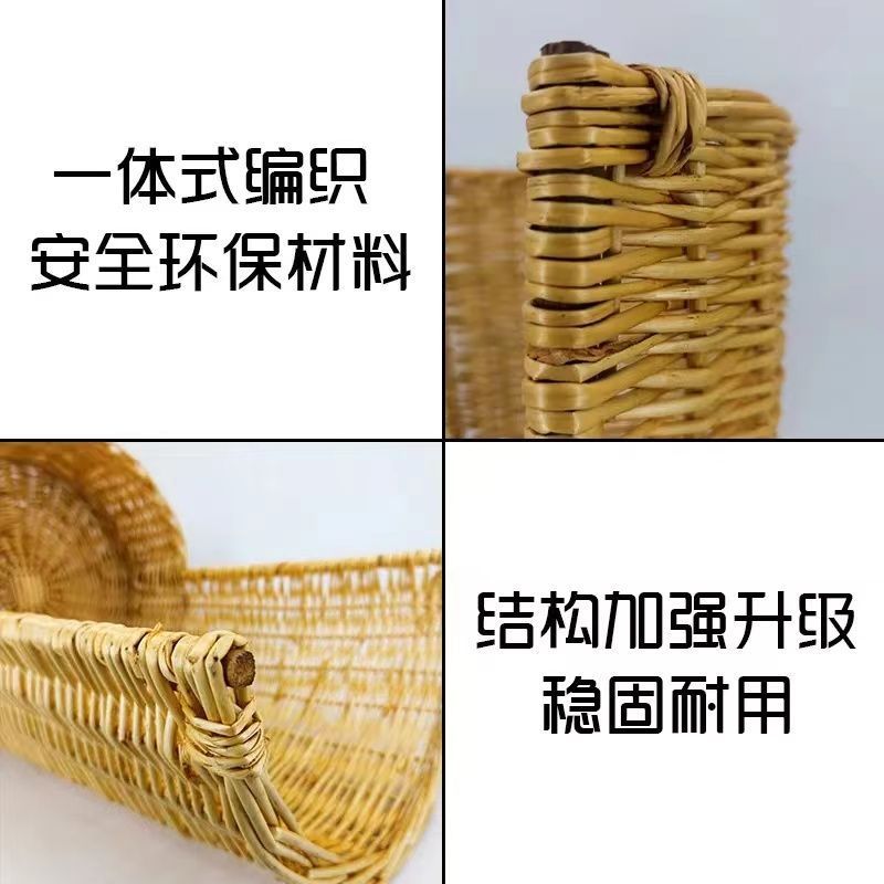 超市风幕柜生鲜陈列筐藤编收纳筐水果篮子商用编织半圆缺口美陈篮