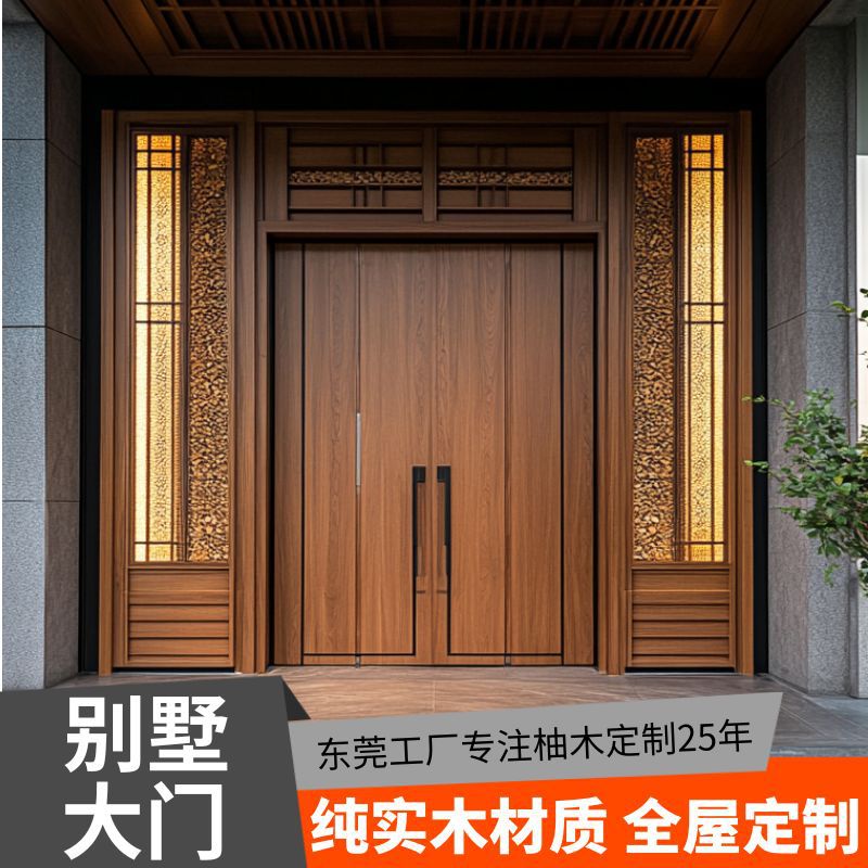 高端柚木别墅入户门防裂防盗