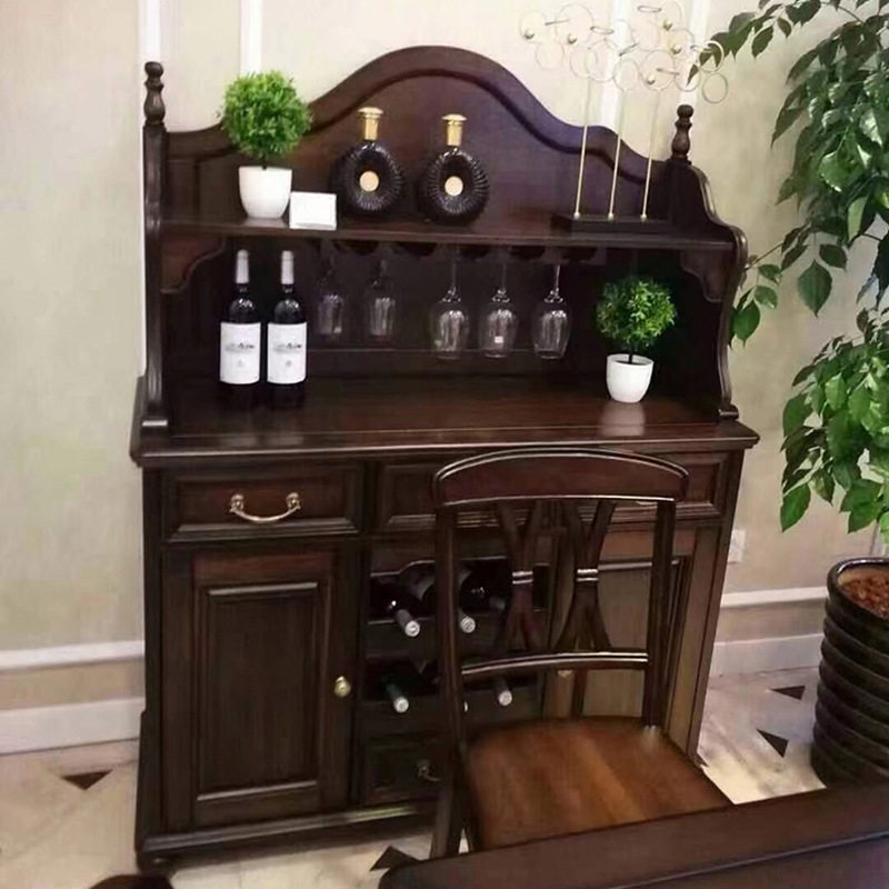 美式轻奢实木靠墙餐边柜高酒柜