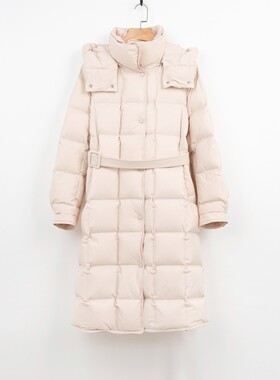 华人杰2023冬90鹅绒时尚中长款连帽保暖鹅绒羽绒服HWD4YR081