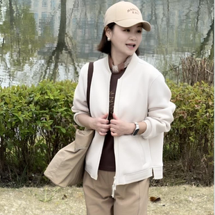 华人杰新款外套气质百搭洋气高级2026短款女款休闲拼接棒球服上衣