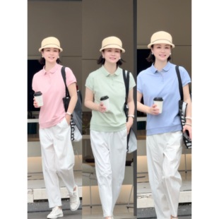 华人杰首创7A精油凉感香氛t恤短袖 T恤 运动飞飞袖 POLO领宽松夏季