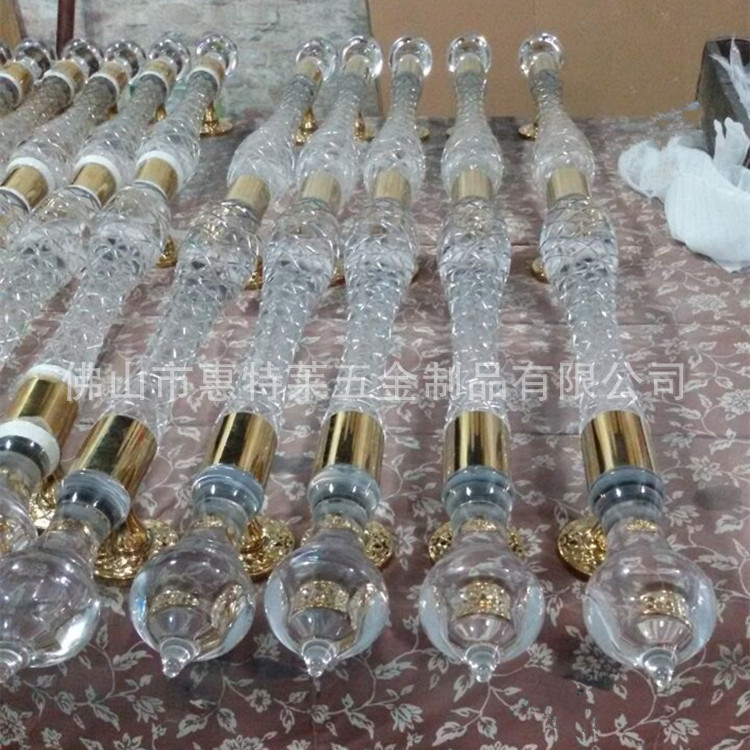 欧式豪华直螺水晶球玫瑰金大门拉手不锈钢玻璃酒店KTV商场门把手