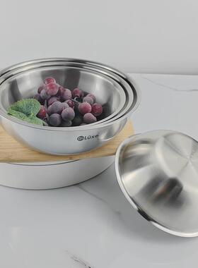 德纳斯18-10不锈钢盆子304搅拌沙拉蒸水蛋喝汤吃面碗16182022cm