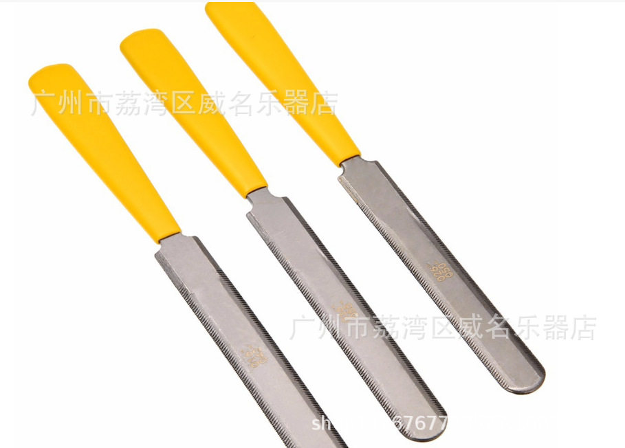 黄色3件吉他打磨工具套装 品丝指板琴头工具 打磨工具 品丝锉刀