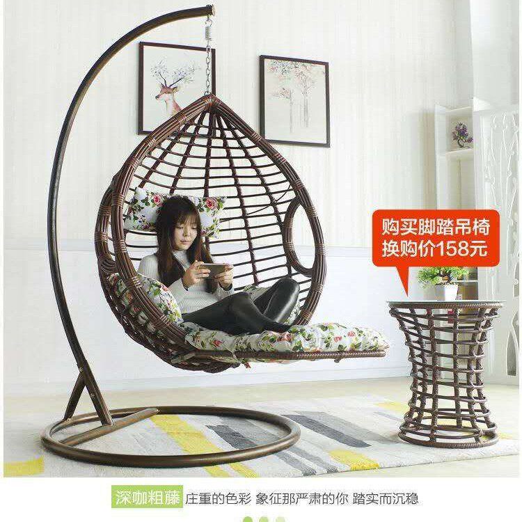 粗藤脚踏单人鸟巢吊篮藤椅吊椅秋千阳台吊篮椅户外摇摇椅藤编