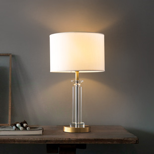 后现代装饰台灯北欧简约客厅全铜水晶灯具港式轻奢设卧室床头灯