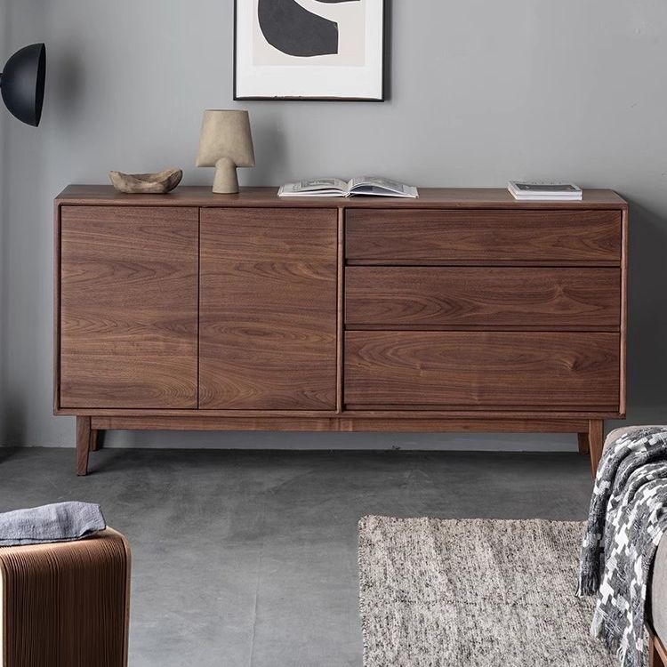 北美黑胡桃木全实木斗柜日式卧室床尾储物柜现代简约樱桃木餐边柜