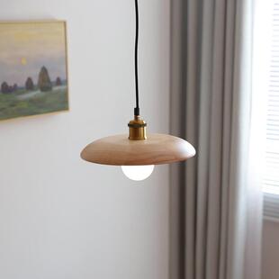 全铜床头吊灯卧室原木风简约玄关走廊单头门厅入户吧台岛台小吊灯