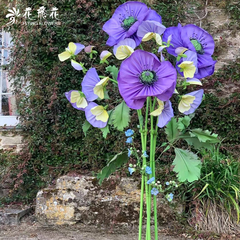 花飞花手工银莲花商业美陈空间展示橱窗布置活动道具-羽尚蓝胜
