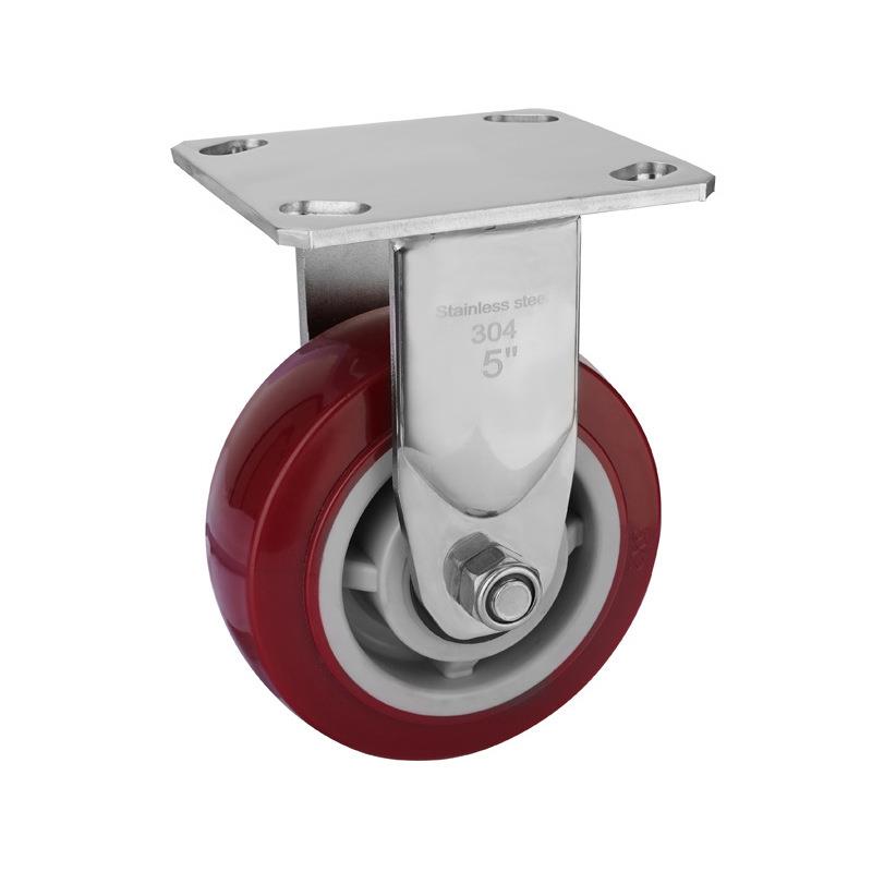 超鹏重型304不锈钢PU脚轮4寸万向轮子带刹车防水防锈防腐蚀轮子
