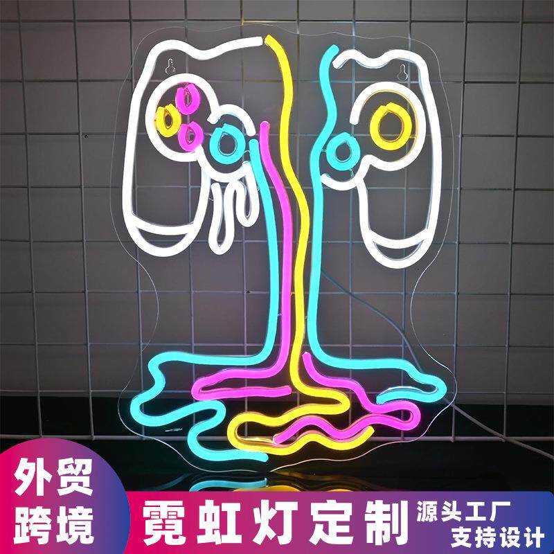 水滴游戏霓虹灯亚克力招牌发光字亚马逊外贸酒吧氛围网红墙装饰品