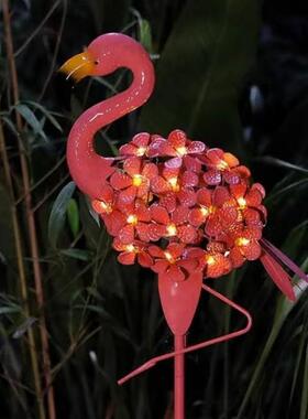 太阳能摆件花园装饰庭院LED灯户外草坪灯仿真火烈鸟铁艺地垒德株
