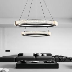 极简客厅吊灯大气家用轻奢设计感北欧环形水晶餐厅卧室灯具 意式