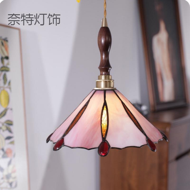 床头吊线灯卧室怀旧民宿酒吧台中古单头餐厅创意日式复古玻璃吊灯
