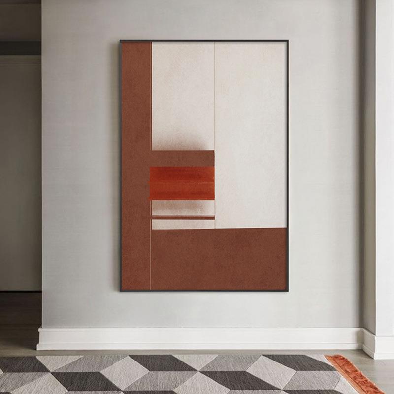 现代简约玄关装饰画走廊尽头建筑艺术挂画别墅过道入户竖版壁画图片