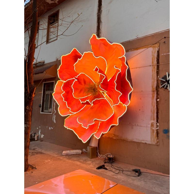 户外发光仿真花大型防水纸艺花氛围布置景区装饰道具美陈带灯