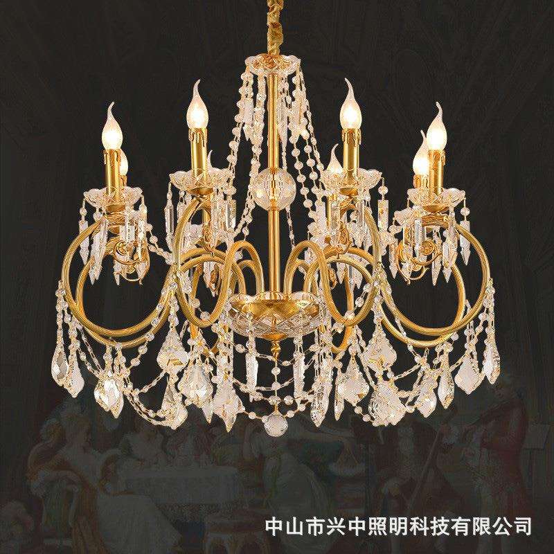法式全铜复古大气吊灯客厅餐厅书房卧室欧式轻奢水晶灯具温馨浪漫