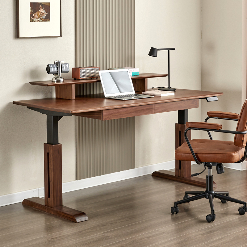 中古风实木电动升降桌