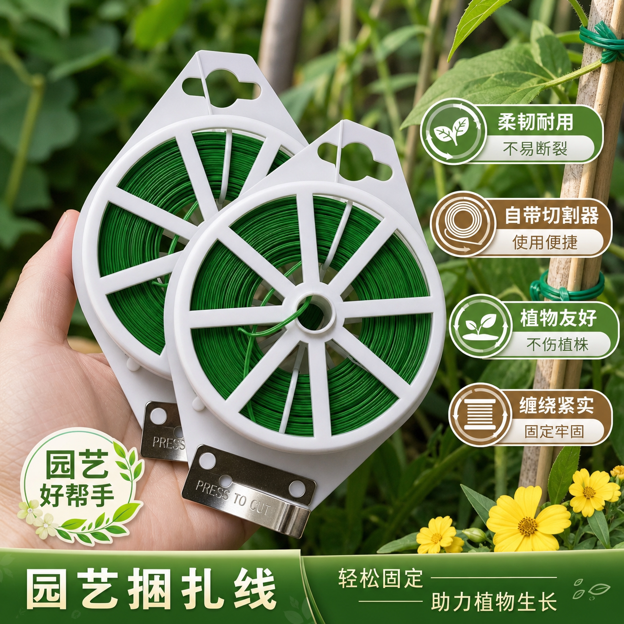 加粗包塑园艺爬藤扎线固定器