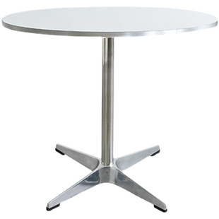 餐桌家用现代简约防火板饭桌铝合金金属封边桌子白色洽谈小圆桌子