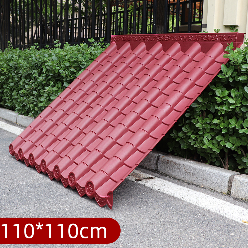 加厚110*110cm一r体大板莲花纹新中式塑料防水仿小青瓦雨棚仿古瓦