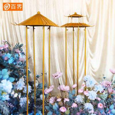 百界婚庆道具新中式路引婚礼t台布置现场摆件舞台装饰中国风亭子
