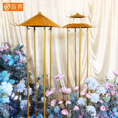 百界婚庆道具新中式路引婚礼t台布置现场摆件舞台装饰中国风亭子