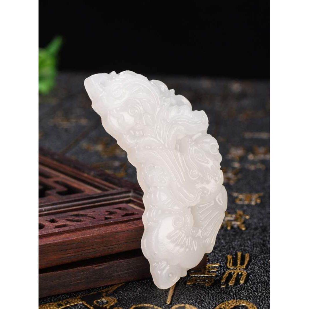 白玉龙凤玉佩一对男士女款项链情侣玉坠儿童玉吊坠生日礼物龙凤牌