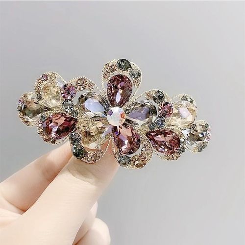 锌合金发饰 高品大小号发夹卡子顶夹弹簧夹镶钻花朵妈妈发卡13