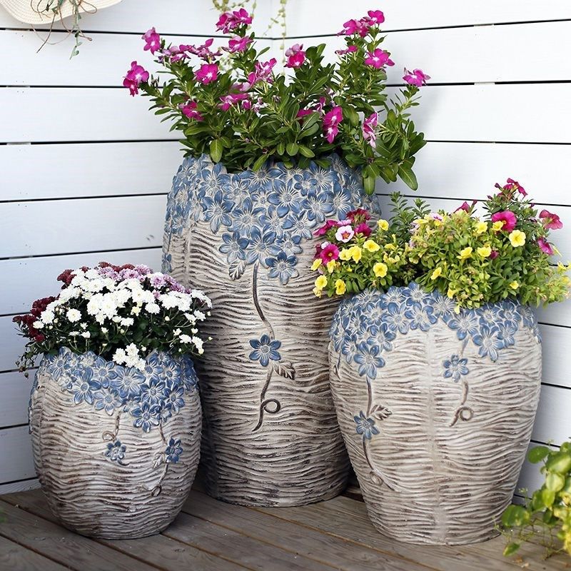 新创意落地花器装饰品户外缺口花盆商场庭院大号酒店花盆组合摆件