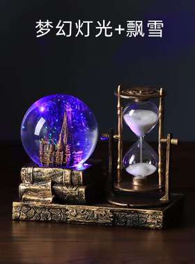 家居艺术摆件复古水晶球沙漏计时器创意酒柜客厅装饰品个性房间电