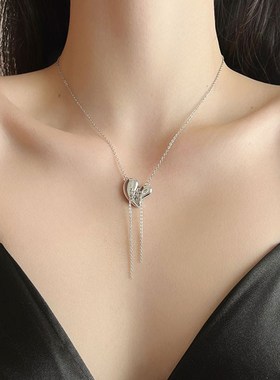 韩版轻奢小众不规则绑带爱心项链网红2023爆款高级感简约锁骨链女