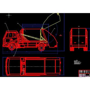 垃圾车车厢和排出机构液压系统设计2D图机械CAD素材