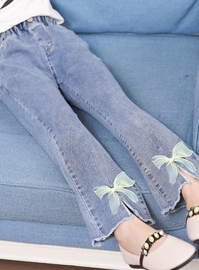 女童裤子炸街春夏女宝宝牛仔喇叭裤韩版小女孩单裤洋气薄长裤休闲