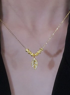 网红爆款金色福珠树叶项链女2023年新款潮时尚百搭轻奢气质锁骨链