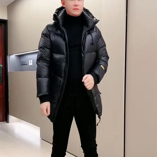 冬季男新款连帽羽绒外套外套黑色加厚保暖鹅绒P休闲商务帅气短款