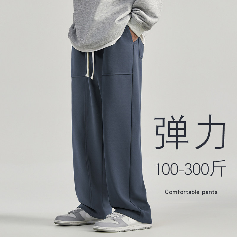 运动裤男秋冬季新l款加绒加厚春秋卫裤青年中年阔腿加肥加大码休