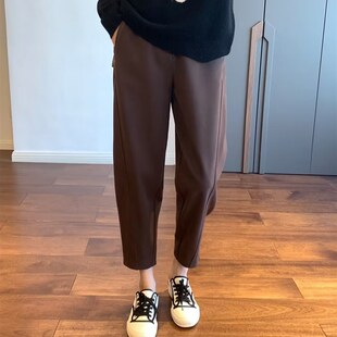 孕妇裤子秋冬季外穿宽松毛呢裤冬季加绒I加厚哈伦裤冬天显瘦奶奶