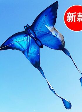 高档LED微风易飞夜光风筝v初学者新款水晶蓝蝴蝶风筝潍坊成人大型