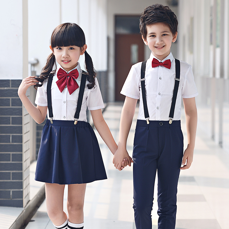 儿童礼服演出服装小学生校服大合唱表演套装幼儿园男童女童背带裤