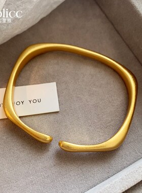 简约古法金色手镯手链轻奢小众精致开口镯子女款2024年新款手饰品