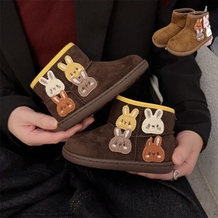 可爱婴幼儿小童女宝宝雪地短靴软底学步加厚保暖加绒三岁1一3岁半