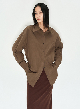 ROLLINGAGE 必入/系带调节长袖衬衫微皱肌理感廓形收腰时髦衬衫