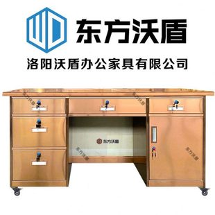 桌30带轮4家用一体超市收银加厚办公桌学生桌不锈钢办公室电脑桌