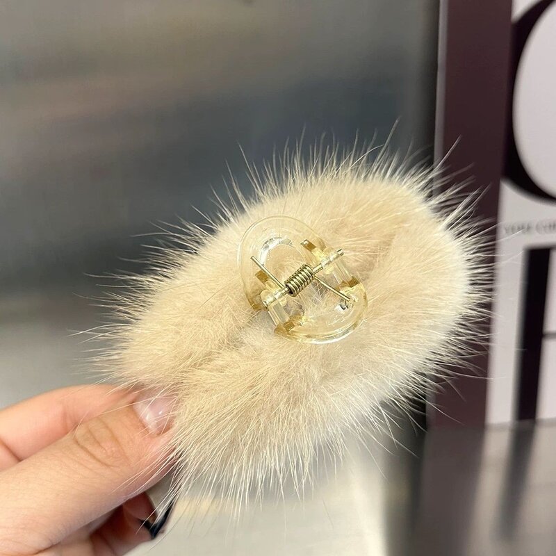 水貂毛小号抓夹毛茸茸刘海夹子侧边夹网红头饰鲨鱼夹发抓发饰发夹