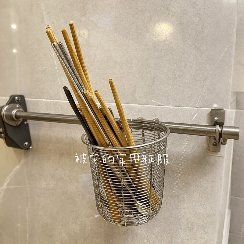 家用可悬挂不锈钢防霉沥水筷盒壁挂式厨房筷子收纳置物筒