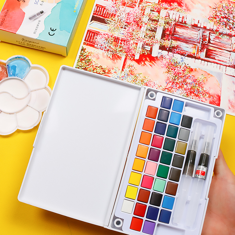 乔尔乔内12色24色固体水彩颜料分装饼粉便携式学生用手绘颜料套装